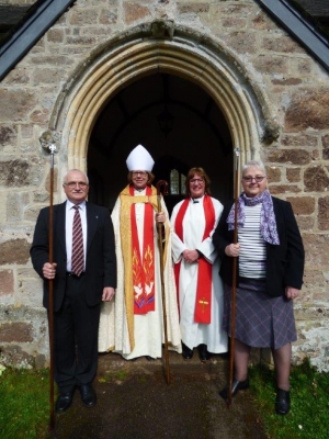Bishop Sarah and Rev~d Steph with our Wardens