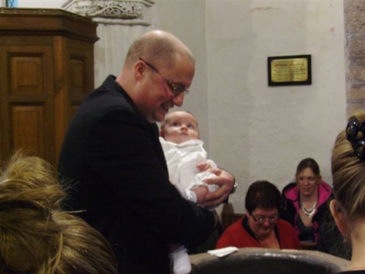 A baptism during our carol service 2012